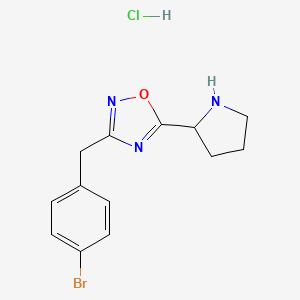 molecular formula C13H15BrClN3O B1527868 3-[(4-Bromophenyl)methyl]-5-(pyrrolidin-2-yl)-1,2,4-oxadiazole hydrochloride CAS No. 1311314-80-3