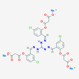 Sodium 3-(2-((Z)-(2-((E)-((Z)-2-(2-(2-carboxylatoacetoxy)-4-chlorobenzylidene)hydrazinyl)((E)-(2-(2-carboxylatoacetoxy)-5-chlorobenzylidene)hydrazono)methyl)hydrazono)methyl)-4-chlorophenoxy)-3-oxopropanoate