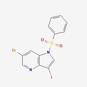 molecular formula C13H8BrIN2O2S B1527949 6-Bromo-3-iodo-1-(phenylsulfonyl)-1H-pyrrolo[3,2-b]pyridine CAS No. 1305324-97-3