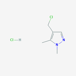 molecular formula C6H10Cl2N2 B1527953 4-(Chloromethyl)-1,5-dimethyl-1H-pyrazole hydrochloride CAS No. 1390655-08-9