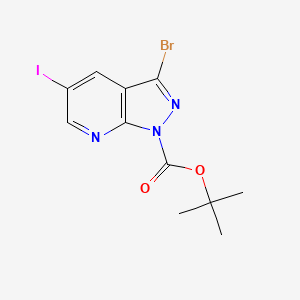 molecular formula C11H11BrIN3O2 B1527985 tert-Butyl 3-bromo-5-iodo-1H-pyrazolo[3,4-b]pyridine-1-carboxylate CAS No. 1305325-03-4