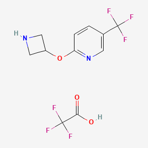 molecular formula C11H10F6N2O3 B1527992 2-(3-Azetidinyloxy)-5-(trifluoromethyl)-pyridine trifluoroacetate CAS No. 1361115-90-3