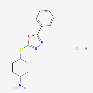 4-[(5-Phenyl-1,3,4-oxadiazol-2-yl)sulfanyl]cyclohexan-1-amine hydrochloride