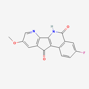 molecular formula C16H9FN2O3 B15279994 5-fluoro-14-methoxy-9,12-diazatetracyclo[8.7.0.02,7.011,16]heptadeca-1(10),2(7),3,5,11(16),12,14-heptaene-8,17-dione 