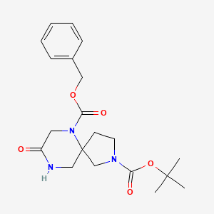 molecular formula C20H27N3O5 B1528004 6-苄基 2-叔丁基 8-氧代-2,6,9-三氮杂螺[4.5]癸烷-2,6-二羧酸酯 CAS No. 1251009-05-8