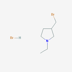 molecular formula C7H15Br2N B1528009 3-(Bromomethyl)-1-ethylpyrrolidine hydrobromide CAS No. 1390655-09-0