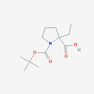 molecular formula C12H21NO4 B1528012 1-[(Tert-butoxy)carbonyl]-2-ethylpyrrolidine-2-carboxylic acid CAS No. 1245642-77-6