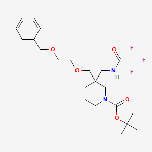 molecular formula C23H33F3N2O5 B1528018 3-(2-Benzyloxy-ethoxymethyl)-3-[(2,2,2-trifluoro-acetylamino)-methyl]-piperidine-1-carboxylic acid tert-butyl ester CAS No. 1357352-58-9