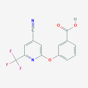 molecular formula C14H7F3N2O3 B15280816 3-((4-Cyano-6-(trifluoromethyl)pyridin-2-yl)oxy)benzoic acid 