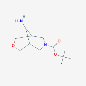 molecular formula C12H22N2O3 B1528106 tert-Butyl 9-amino-3-oxa-7-azabicyclo[3.3.1]nonane-7-carboxylate CAS No. 1251015-74-3