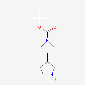 molecular formula C12H22N2O2 B1528109 tert-Butyl 3-(pyrrolidin-3-yl)azetidine-1-carboxylate CAS No. 1251019-03-0
