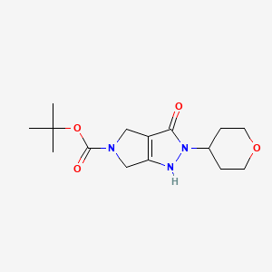 molecular formula C15H23N3O4 B1528134 5-Boc-3-hydroxy-2-(tetrahydropyran-4-yl)-2,4,5,6-tetrahydropyrrolo[3,4-c]pyrazole CAS No. 1434128-61-6