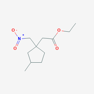 molecular formula C11H19NO4 B1528152 Ethyl 2-[3-methyl-1-(nitromethyl)cyclopentyl]acetate CAS No. 1461706-46-6