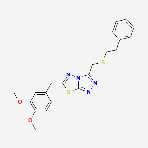 6-(3,4-Dimethoxybenzyl)-3-{[(2-phenylethyl)sulfanyl]methyl}[1,2,4]triazolo[3,4-b][1,3,4]thiadiazole