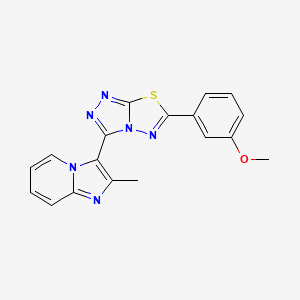 molecular formula C18H14N6OS B15281554 3-[6-(3-Methoxyphenyl)[1,2,4]triazolo[3,4-b][1,3,4]thiadiazol-3-yl]-2-methylimidazo[1,2-a]pyridine 