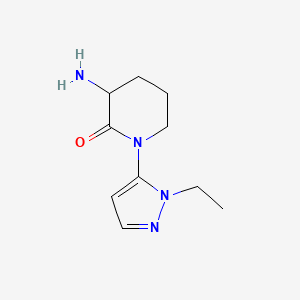 molecular formula C10H16N4O B1528164 3-amino-1-(1-ethyl-1H-pyrazol-5-yl)piperidin-2-one CAS No. 1803580-59-7