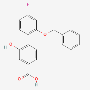 molecular formula C20H15FO4 B1528207 4-[2-(Benzyloxy)-4-fluorophenyl]-3-hydroxybenzoic acid CAS No. 1426958-39-5