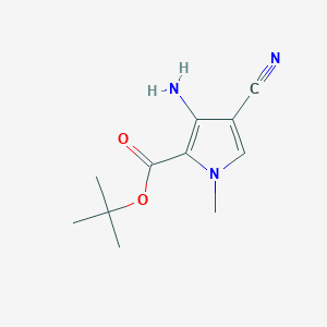 molecular formula C11H15N3O2 B1528243 tert-butyl 3-amino-4-cyano-1-methyl-1H-pyrrole-2-carboxylate CAS No. 1803581-55-6