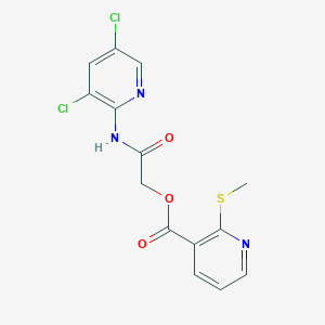 molecular formula C14H11Cl2N3O3S B15282493 2-((3,5-Dichloropyridin-2-yl)amino)-2-oxoethyl 2-(methylthio)nicotinate 