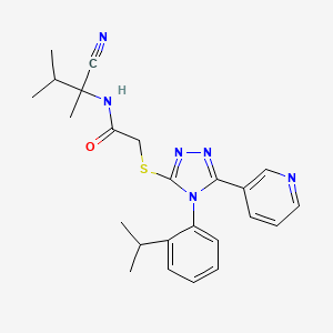 molecular formula C24H28N6OS B15282516 N-(2-Cyano-3-methylbutan-2-yl)-2-((4-(2-isopropylphenyl)-5-(pyridin-3-yl)-4H-1,2,4-triazol-3-yl)thio)acetamide 