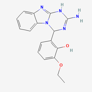 molecular formula C17H17N5O2 B15282558 2-(2-Amino-3,4-dihydro[1,3,5]triazino[1,2-a]benzimidazol-4-yl)-6-ethoxyphenol 