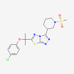 molecular formula C18H22ClN5O3S2 B15282579 6-[1-(4-Chlorophenoxy)-1-methylethyl]-3-[1-(methylsulfonyl)-3-piperidinyl][1,2,4]triazolo[3,4-b][1,3,4]thiadiazole 