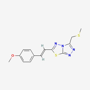 molecular formula C14H14N4OS2 B15282598 6-[(E)-2-(4-methoxyphenyl)ethenyl]-3-[(methylsulfanyl)methyl][1,2,4]triazolo[3,4-b][1,3,4]thiadiazole 