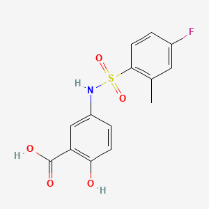 molecular formula C14H12FNO5S B15282602 5-{[(4-Fluoro-2-methylphenyl)sulfonyl]amino}-2-hydroxybenzoic acid 