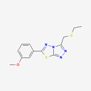 molecular formula C13H14N4OS2 B15282639 3-[(Ethylsulfanyl)methyl]-6-(3-methoxyphenyl)[1,2,4]triazolo[3,4-b][1,3,4]thiadiazole 