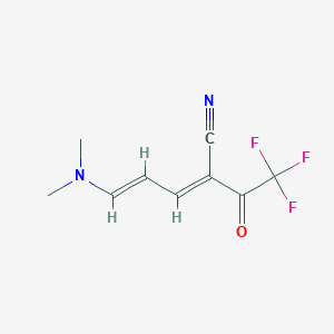 molecular formula C9H9F3N2O B1528265 5-(二甲基氨基)-2-(2,2,2-三氟乙酰基)戊-2,4-二烯腈 CAS No. 1022901-66-1