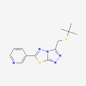 molecular formula C13H15N5S2 B15282737 3-[(Tert-butylsulfanyl)methyl]-6-(3-pyridinyl)[1,2,4]triazolo[3,4-b][1,3,4]thiadiazole 