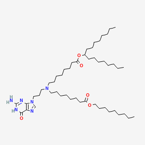 molecular formula C50H92N6O5 B15282750 Heptadecan-9-yl 8-((3-(2-amino-6-oxo-3H-purin-9(6H)-yl)propyl)(8-(nonyloxy)-8-oxooctyl)amino)octanoate 