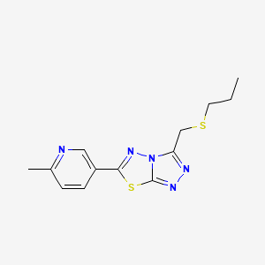 molecular formula C13H15N5S2 B15282799 6-(6-Methylpyridin-3-yl)-3-[(propylsulfanyl)methyl][1,2,4]triazolo[3,4-b][1,3,4]thiadiazole 