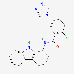 molecular formula C21H18ClN5O B15282805 2-chloro-N-(2,3,4,9-tetrahydro-1H-carbazol-1-yl)-5-(4H-1,2,4-triazol-4-yl)benzamide 