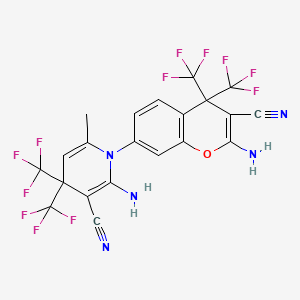 2-amino-1-[2-amino-3-cyano-4,4-bis(trifluoromethyl)-4H-chromen-7-yl]-6-methyl-4,4-bis(trifluoromethyl)-1,4-dihydro-3-pyridinecarbonitrile