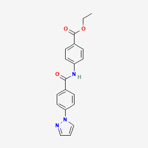 molecular formula C19H17N3O3 B15282871 ethyl 4-{[4-(1H-pyrazol-1-yl)benzoyl]amino}benzoate 