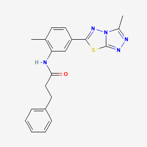 N-[2-methyl-5-(3-methyl[1,2,4]triazolo[3,4-b][1,3,4]thiadiazol-6-yl)phenyl]-3-phenylpropanamide