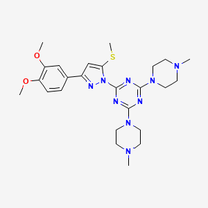 2-[3-(3,4-dimethoxyphenyl)-5-(methylsulfanyl)-1H-pyrazol-1-yl]-4,6-bis(4-methyl-1-piperazinyl)-1,3,5-triazine