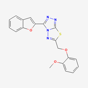 molecular formula C19H14N4O3S B15282944 3-(1-Benzofuran-2-yl)-6-[(2-methoxyphenoxy)methyl][1,2,4]triazolo[3,4-b][1,3,4]thiadiazole 