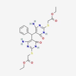 Ethyl ({4-amino-5-[{4-amino-2-[(2-ethoxy-2-oxoethyl)sulfanyl]-6-oxo-1,6-dihydro-5-pyrimidinyl}(phenyl)methyl]-6-oxo-1,6-dihydro-2-pyrimidinyl}sulfanyl)acetate