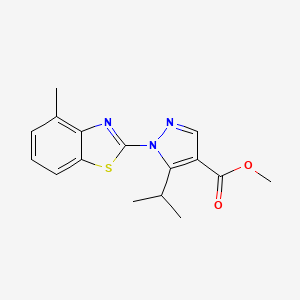 molecular formula C16H17N3O2S B15283035 methyl 5-isopropyl-1-(4-methyl-1,3-benzothiazol-2-yl)-1H-pyrazole-4-carboxylate 