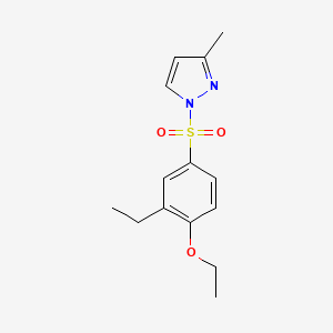 molecular formula C14H18N2O3S B15283050 1-[(4-ethoxy-3-ethylphenyl)sulfonyl]-3-methyl-1H-pyrazole 