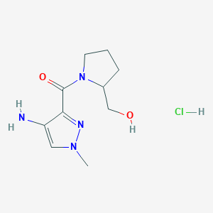 molecular formula C10H17ClN4O2 B1528306 [1-(4-amino-1-methyl-1H-pyrazole-3-carbonyl)pyrrolidin-2-yl]methanol hydrochloride CAS No. 1803594-38-8