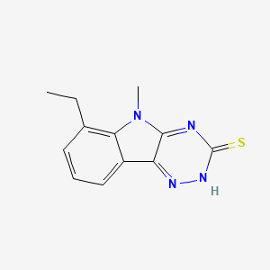 molecular formula C12H12N4S B15283066 6-ethyl-5-methyl-5H-[1,2,4]triazino[5,6-b]indol-3-yl hydrosulfide 