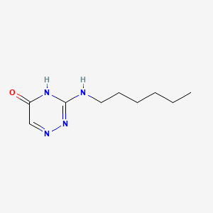 molecular formula C9H16N4O B15283122 3-(hexylamino)-2H-1,2,4-triazin-5-one 