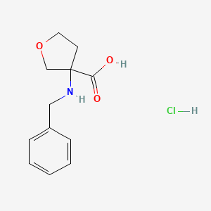 molecular formula C12H16ClNO3 B1528313 3-(苄基氨基)氧杂环-3-甲酸盐酸盐 CAS No. 1803583-24-5