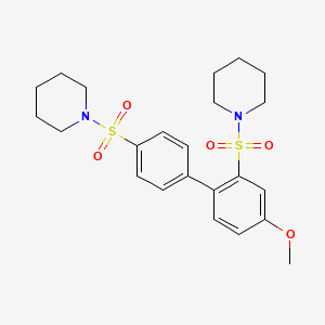 molecular formula C23H30N2O5S2 B15283165 1-{[4-Methoxy-4'-(1-piperidinylsulfonyl)[1,1'-biphenyl]-2-yl]sulfonyl}piperidine 