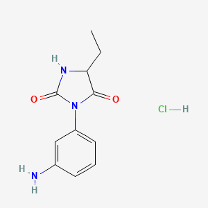 molecular formula C11H14ClN3O2 B1528328 3-(3-Aminophenyl)-5-ethylimidazolidine-2,4-dione hydrochloride CAS No. 1803562-16-4