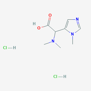 molecular formula C8H15Cl2N3O2 B1528330 2-(dimethylamino)-2-(1-methyl-1H-imidazol-5-yl)acetic acid dihydrochloride CAS No. 1803562-91-5