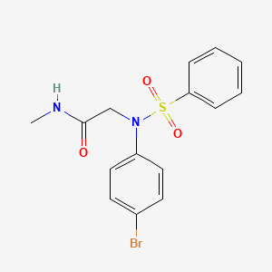 molecular formula C15H15BrN2O3S B15283352 2-[4-bromo(phenylsulfonyl)anilino]-N-methylacetamide 